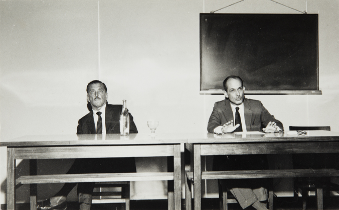 Conferência para funcionários do Banco Mercantil, em série promovida por Alfredo Mesquita no primeiro semestre de 1963