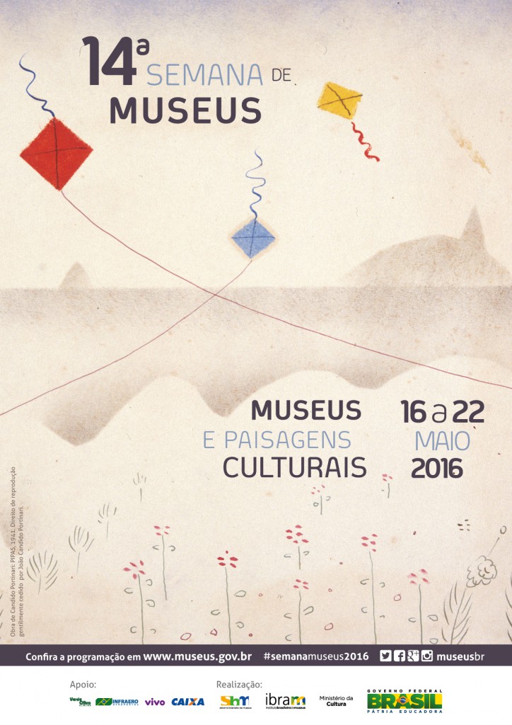 Cartaz oficial da 14ª Semana Nacional de Museus - Desenho: Candido Portinari