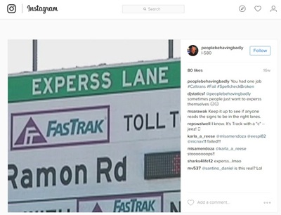 Postagem critica erros de ortografia em placa de sinalização do Departamento de Trânsito da Califórnia - Foto: Divulgação