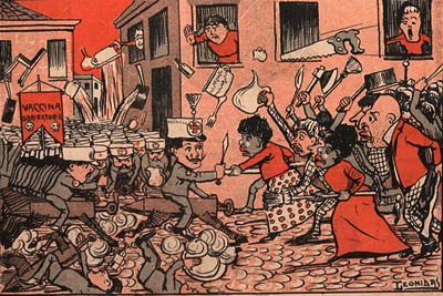 "A revolta da Vacina", charge de Leonidas publicada na revista O Malho, em 1904 - Foto: Divulgação / IEA
