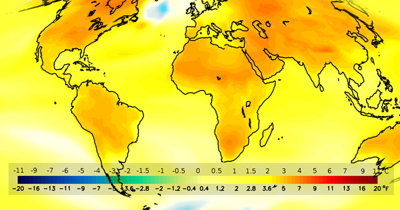 Projeção do aquecimento global até meados do século XXI - Foto: Wikimedia Commons