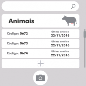 Layout do aplicativo — Login e cadastro dos animais.