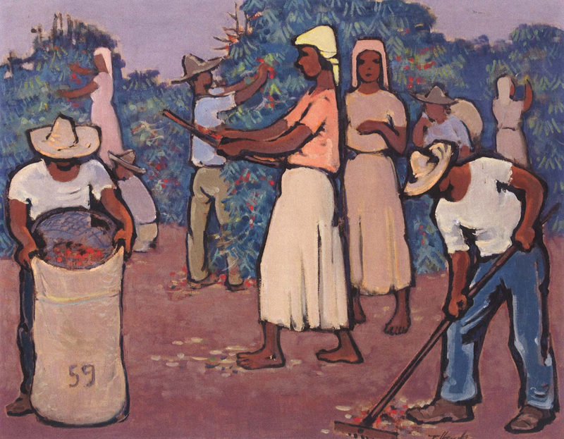 Tomoo Handa: Colheita de Café, óleo sobre tela da década de 1940 Coleção familia Mabe – Pintura: Reprodução 