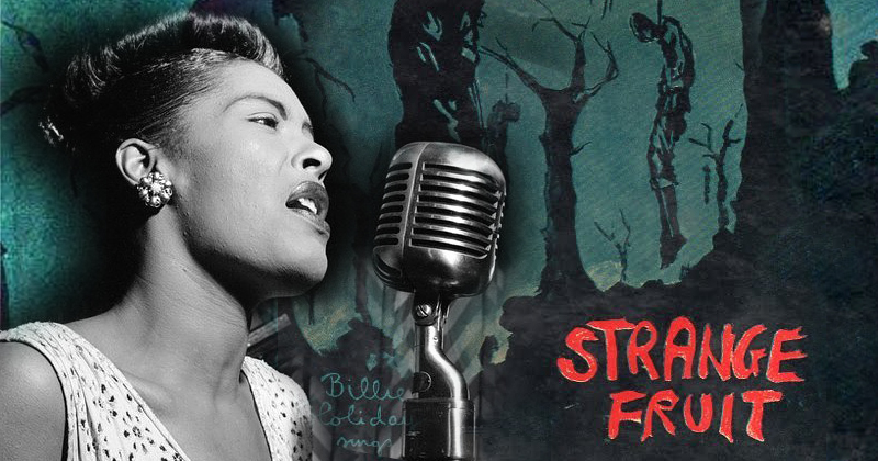 Música Strange Fruit, composta em 1937 e eternizada na voz de Billy Holiday, é considerada hino contra a intolerância - Imagem: Montagem sobre fotos/Wikimedia Commons
