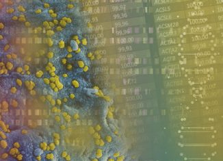 Pesquisadores brasileiros conseguem sequenciar o genoma do Coronavírus - Arte sobre foto NIH e 123RF