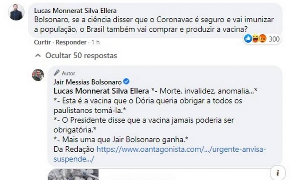 bolsonaro vacina coronavac