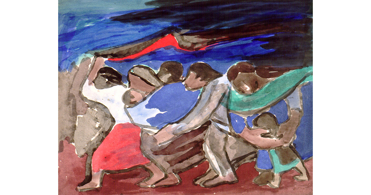 Mário Zanini - Grupo em Fuga, 1960
aquarela s/ papel