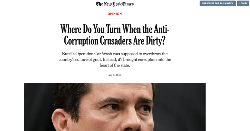 Nos Estados Unidos, Vaza Jato representou momento de virada, onde o New York Times passa a criticar abertamente a Lava Jato e seus procedimentos investigativos, mostra o trabalho