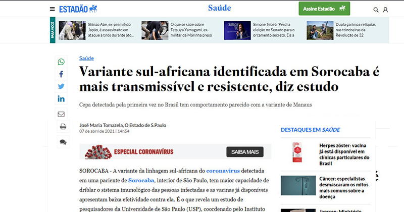 Exemplo de matérias de divulgação científica do Jornal da USP que pautaram a mídia externa - Foto: Reprodução
