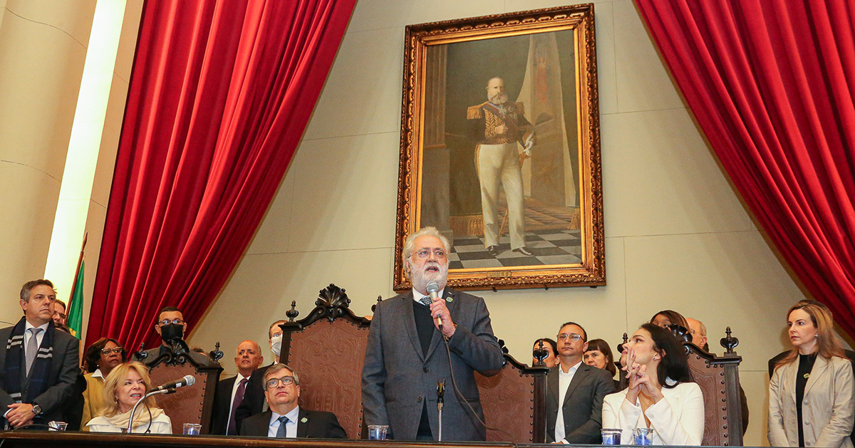 No Salão Nobre, a leitura  da Carta em defesa da democracia - Foto: Cecília Bastos/USP Imagens