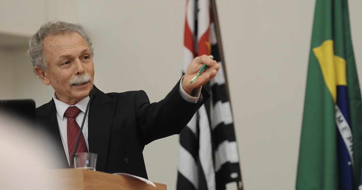 Ricardo Galvão em palestra na USP, em agosto de 2019 - Foto: Cecília Bastos / USP Imagens
