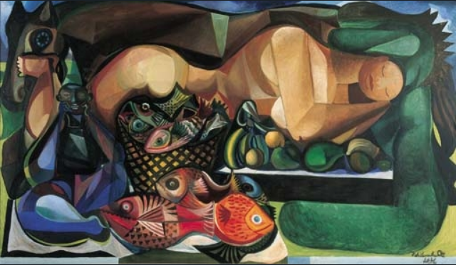 Mulher Deitada com Peixes e Frutas, 1956;