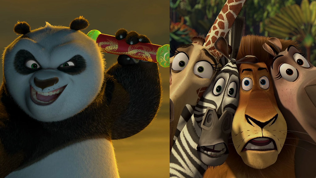 Batalha de animação entre ""Kung Fu Panda (2008) e "Madagascar" (2005) - Foto: Reprodução/Cinusp