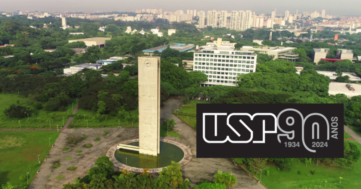 O logo dos 90 anos da USP segue um padrão adotado em datas comemorativas anteriores