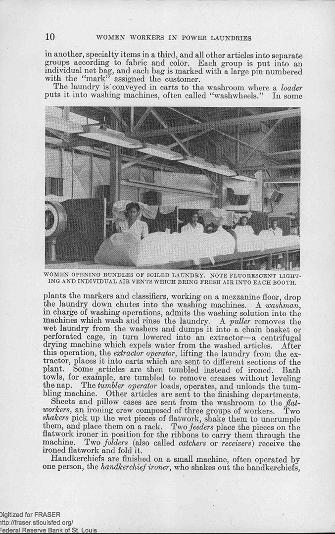 Página de um boletim do Women’s Bureau sobre trabalhadoras na
indústria de lavanderia. Foyo boletim de número 215 (Women workers in power
laundries), publicado em 1947