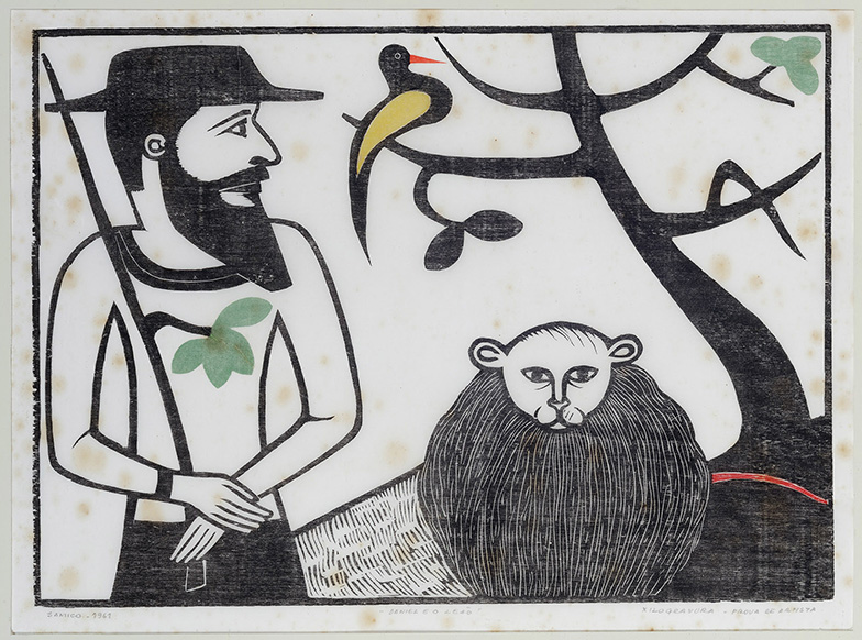 Daniel e o leão, 1961 - Xilografia em cores sobre papel