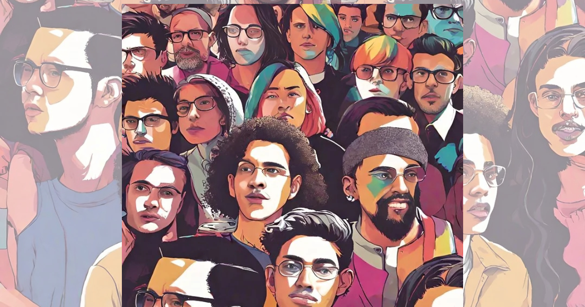 ilustração mostra diversidade de pessoas e cores