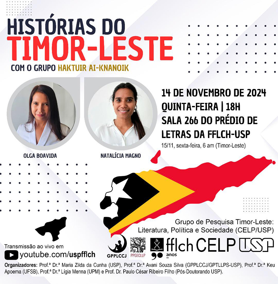 Cartaz com fotos de duas mulheres de cabelos castanhos e longos.