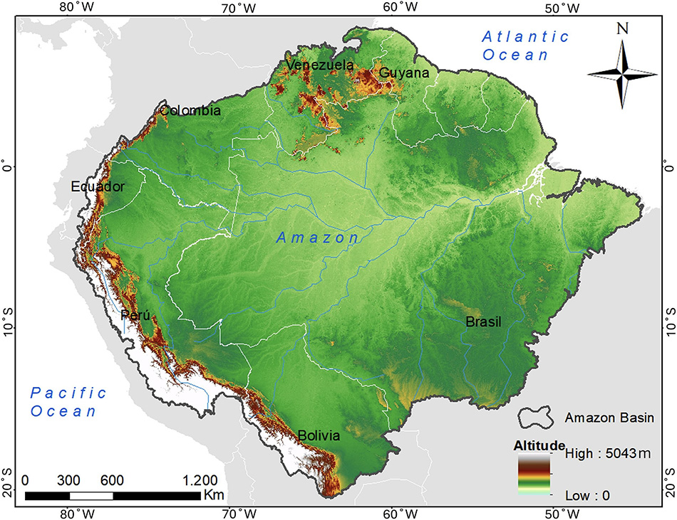 mapa da Amazônia, representada na cor verde.